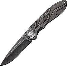 Load image into Gallery viewer, Harley-Davidson TecX TK-B Distressed Stainless Knife, Flaming B&amp;S Logo 52114
