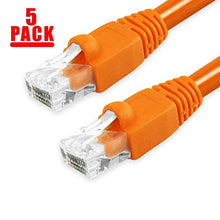 Load image into Gallery viewer, GRANDMAX CAT6A 25&#39; FT Orange RJ45, 550MHz, UTP Ethernet Network Patch Cable Snagless/Molded Bubble Boot, 5 Pack
