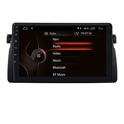hizpo Android 10 Single Din Car Stereo Radio GPS Fit for BMW E46 3 Series 1998-2005 with Multimedia Bluetooth 4.0 WiFi Mirrorlink Steering Wheel Control 9 Inch Touch Screen+Optional 4G DVR OBD2