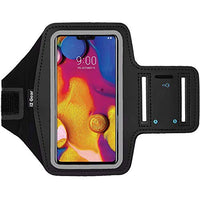 i2 Gear Fitness Arm Band Case - Sport Phone Holder Armband for LG V40 ThinQ, V35, V30S, V30 and V10 Mobile Cell Phone with Adjustable Strap, Reflective Border and Key Holder (Black)