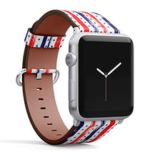 Load image into Gallery viewer, S-Type iWatch Leather Strap Printing Wristbands for Apple Watch 4/3/2/1 Sport Series (42mm) - 4th July Stars and Stripes Retro Pattern in USA Flag Colors

