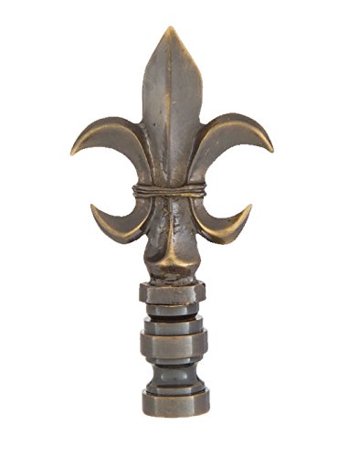 B&P Lamp Fleur De Lis Design, Cast Metal Finial, Antique Brass Finish