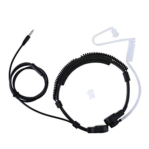 1Pin Adjustable 3.5mm Earpiece Acoustic Tube Coil Anti-Radiation Covert Air Tube Headset with Throat Mic for Cellphone
