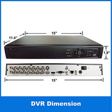 Load image into Gallery viewer, 1stPV HD-TVI/AHD/Analog/IP 4 in 1 True Full HD 1080p H.264 Digital Video Recorder Internet &amp; Mobile Phone HDMI VGA Smart Recording Playback Great for Home Office CCTV System, 16CH HD DVR, w/1TB HDD
