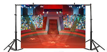 Load image into Gallery viewer, Laeacco Round Red Stage Backdrop 10x8ft Vinyl Shiny Theatre Interior Stairs Spotlights Light Beams Shine On The Center Stage Photography Background Studio Child Adult Portrait Shoot Party Banner
