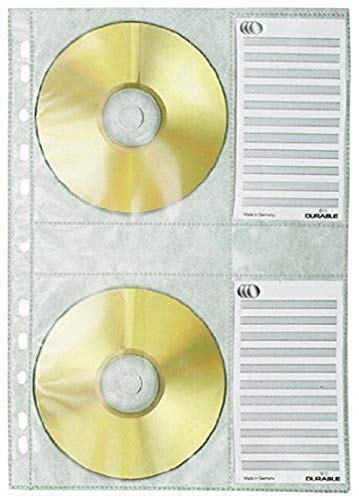Durable CD/DVD Wallet/Pocket for CD Index A4 for 4 Disks (Pack of 5)