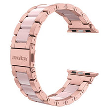 Load image into Gallery viewer, Wearlizer Rose Pink Compatible with Apple Watch Band 38mm 40mm 41mm Womens Mens Replacement for iWatch SE Stainless Steel Strap Fashion Resin Wristband Sleek Bracelet Metal Series SE 8 7 6 5 4 3 2 1
