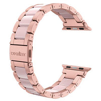 Wearlizer Rose Pink Compatible with Apple Watch Band 38mm 40mm 41mm Womens Mens Replacement for iWatch SE Stainless Steel Strap Fashion Resin Wristband Sleek Bracelet Metal Series SE 8 7 6 5 4 3 2 1