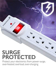 Load image into Gallery viewer, Fosmon Surge Protector Power Strip Flat Plug, 4-Outlet Splitter Extender 1875 Watt 490 Joules, 3FT Extension Cord Wall Mount with 3 Prong - ETL Listed
