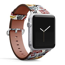 Load image into Gallery viewer, S-Type iWatch Leather Strap Printing Wristbands for Apple Watch 4/3/2/1 Sport Series (42mm) - Tribal Aztec Pattern with Stylized Leaves

