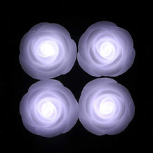 Load image into Gallery viewer, Acmee (Pack of 4) White Color Flameless Wax LED Water Floating Rose Candle Light for Wedding or Event Decoration./LED Floating Candle Light in Flower Shape (White)
