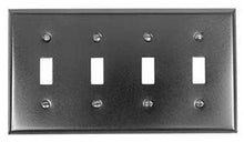 Load image into Gallery viewer, Acorn Manufacturing AW4BP 8.188 Inch Four Toggle Switch Plate, Black Iron Finish
