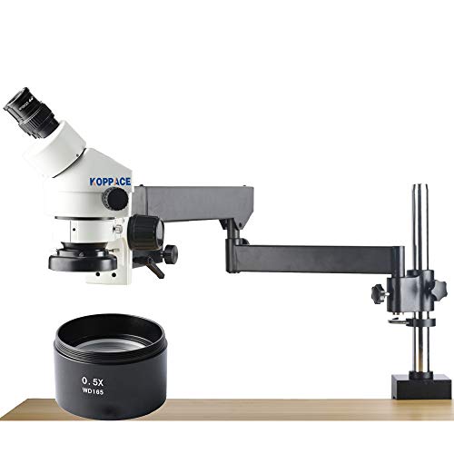 KOPPACE 3.5X-45X Magnification,Binocular Stereo Microscope,eyepieces WF10X/20,Rocker Bracket,Mobile Phone Repair Microscope,Includes 0.5X Barlow Lens