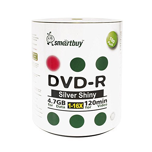Smartbuy 4.7gb/120min 16x DVD-R Shiny Silver Blank Data Video Recordable Media Disc (1000-Disc)