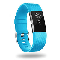 POY Replacement Bands Compatible for Fitbit Charge 2, Special Edition Adjustable Sport Wristbands, Small Cerulean