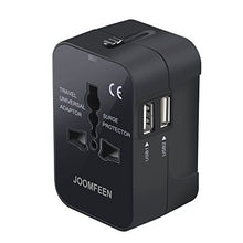 Load image into Gallery viewer, JOOMFEEN Travel Adapter, Worldwide All in One Universal Power Wall Charger AC Power Plug Adapter with Dual USB Charging Ports for USA EU UK AUS Cell Phone Laptop (Black)
