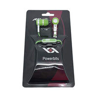 Axxis Powerbit Earbuds. Flat Cable with Mic In. Hi-Fi Stereo Sound. Call Control Button. Tangle Free. White and Green
