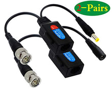 Load image into Gallery viewer, zdyCGTime Balun HD Cat5 RJ45 to BNC Video Baluns transceiver Passive with Power Connector for 720P 1080P 3MP 4MP 5MP 8MP HD-CVI/TVI/AHD/CVBS/960H Camera(2 Pairs)
