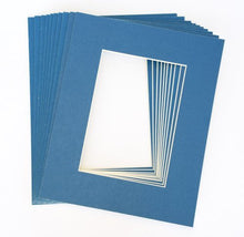 Load image into Gallery viewer, topseller100, Pack of 25 sets of 8x10 BLUE Picture Mats Mattes Matting for 5x7 Photo + Backing + Bags
