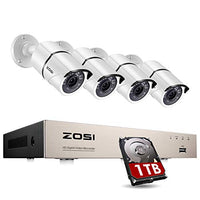 ZOSI 8CH Full True 1080P HD TVI DVR Security Camera System with 4 Weatherproof 3.6mm Lens 100FT Night Vision 1080P CCTV Cameras 1TB Hard Drive Support Smartphone Scan QR Code Quick Remote Access