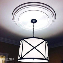 Load image into Gallery viewer, Ekena Millwork CM19TG Triangle Ceiling Medallion, 19&quot; W x 16 5/8&quot; H x 1 1/8&quot; P, Factory Primed
