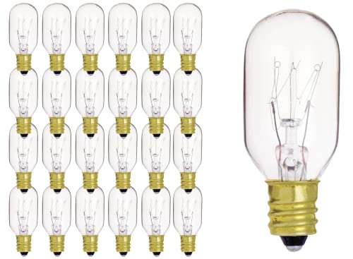 Satco (S3905 15T7C Clear 130V.) Dimmable 15 Watt T7 Incandescent Lamp; Clear; Warm White 2500 Average Rated Hours; 95 Lumens; Candelabra Base; 130 Volt for Home and Hotel Dcor (24 Pack)
