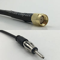 12 inch RG188 RP-SMA MALE to AM/FM MALE Pigtail Jumper RF coaxial cable 50ohm Quick USA Shipping