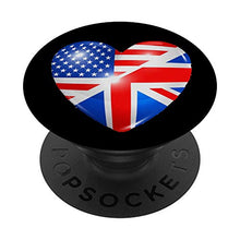 Load image into Gallery viewer, British American Flag Heart Love Britain USA PopSockets Grip and Stand for Phones and Tablets
