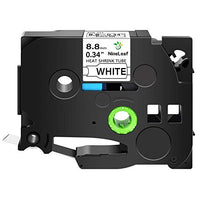 NineLeaf 1 Roll Black on White Heat Shrink Tubes Label Tape Compatible for Brother HSe-221 HSe221 HS221 HS-221 for P-Touch PT1120 PTD200 PT1160 Label Maker - 8.8mm (0.34inch) x 1.5m (4.92ft)