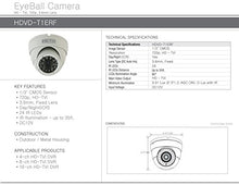 Load image into Gallery viewer, HDVD HDVD-T1ERF 720P Megapixel HD TVI CCTV Security Surveillance Eyeball Dome Camera 3.6mm Lens
