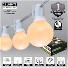 Load image into Gallery viewer, Outside Patio Lights  Backyard Patio Lights Globe Patio Lights  Wedding Lights Decorations; Glass Patio Lights  Patio Lights (25 Lights, 25 Ft, E12 Base, Opaque White G40 Bulbs, White Wire)
