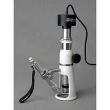 Load image into Gallery viewer, AmScope H2510 Handheld Stand Measuring Microscope, 20x/50x/100x Magnification, 17mm Field of View, Includes Pen Light
