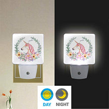 Load image into Gallery viewer, Naanle Set of 2 Cute Pink Unicorn Flowers Floral Auto Sensor LED Dusk to Dawn Night Light Plug in Indoor for Adults
