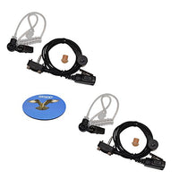 HQRP 2-Pack Acoustic Tube Earpiece Headset PTT Mic for Vertex VX-146 / VX-260 / VX-261 / VX-264 / VX-315 / VX-351PMR / VX-426 / VX-427A / VX-451 / VX-454 / VX-459 / EVX-459 / EXV-530 + HQRP Coaster