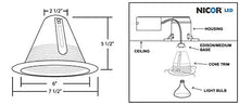 Load image into Gallery viewer, Nicor Lighting 6 Inch Nickel Airtight Cone Baffle Trim, Fits 6 Inch Housings (17550 Ank)
