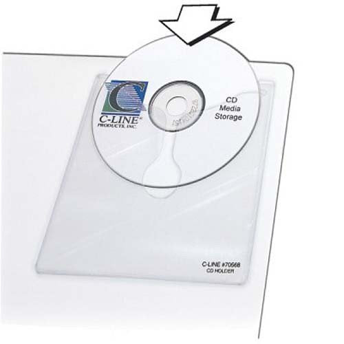 C-Line Self-Adhesive CD/DVD Poly Holders