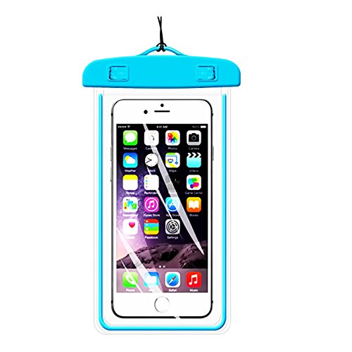 [1Pack] Blue Universal Waterproof Case, CaseHQ CellPhone Dry Bag Pouch for Apple iPhone 8,8plus,7,7plus,6s 6,6S Plus,7 SE 5S, Samsung Galaxy S7, S6 Note 5 4, LG Sony Nokia Motorola up to 5.8 diagonal