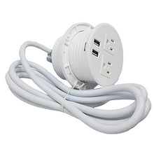 Load image into Gallery viewer, Desktop Power Grommet Outlet Data Center Fit 3&quot; Hole No Drilling Required if you have 3&quot; Hole, 2 Outlet W/2 USB Ports (WHITE - 3&quot; (6ft Power Cord)
