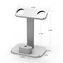 Load image into Gallery viewer, DHOUEA Compatible 2 in 1 Watch Stand Replacement for Apple Watch iWatch Charging Dock Station Stand Holder Aluminum Airpods Stand for Apple Watch Series 4 3 2 1 (38mm or 42mm) Airpods (Silver)
