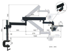 Load image into Gallery viewer, OMAX 3.4X-45X Zoom Binocular Articulating Arm Stereo Microscope with Vertical Post and Y-Type 6W LED Gooseneck Light
