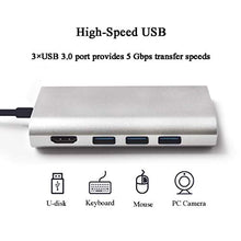 Load image into Gallery viewer, SUNMENCO 8 Ports USB HUB USB C Type-C Docking Stations Multi-Ports Hubs 8-in-1 Adapter to USB3.0 HDMI RJ45 for MacBook Samsung Galaxy S9/Note 9 More USB C Devices
