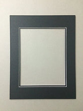 Load image into Gallery viewer, 16x20 Black &amp; Black Double Picture Mats with White Core Bevel Cut for 11x14 Pictures
