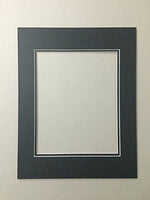 16x20 Black & Black Double Picture Mats with White Core Bevel Cut for 11x14 Pictures