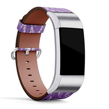 Load image into Gallery viewer, Replacement Leather Strap Printing Wristbands Compatible with Fitbit Charge 3 / Charge 3 SE - Lavender Flowers Pattern on Purple Background
