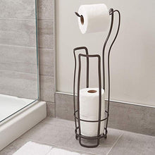Load image into Gallery viewer, iDesign Axis Metal Free Standing Toilet Paper Tissue Holder, Roll Reserve Canister for Kid&#39;s, Guest, Master, Office Bathroom, 8&quot; x 6.6&quot; x 24.1&quot;, Bronze
