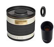 Load image into Gallery viewer, 500mm f/6.3 Manual Focus Telephoto Mirror Lens + 2X Teleconverter = 1000mm for Canon EOS Rebel T6s, T6i, SL1, T5, T5i, T4i, 70D, 60D, 60Da, 7D, 6D, 5D, 5DS R, 1D Digital SLR Camera
