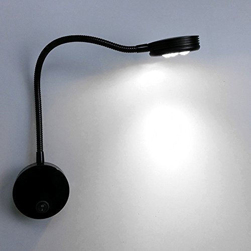 LUMINTURS(TM) 3W LED Wall Sconces Picture Spot Lamp Fixture Flexible Pipe Button Light Pure White