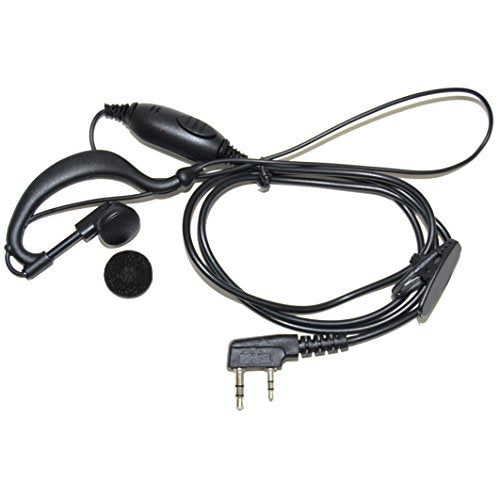 HQRP G Shape 2 Pin Earpiece Headset PTT Mic for Kenwood TK-3230, TK-3230XLS, TK-3302, TK-3312 + HQRP UV Meter