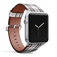 Load image into Gallery viewer, Compatible with Small Apple Watch 38mm, 40mm, 41mm (All Series) Leather Watch Wrist Band Strap Bracelet with Adapters (Whitered Black Tartan Plaid Scottish)
