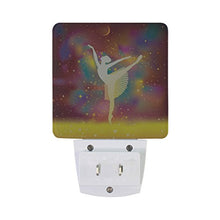 Load image into Gallery viewer, Naanle Set of 2 Ballet Dancer Silhouette Colorful Galaxy Star Auto Sensor LED Dusk to Dawn Night Light Plug in Indoor for Adults
